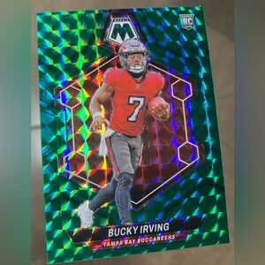 2024 Mosaic Bucky Irving RC Green Prizm Rookie #385 Buccaneers. Great card